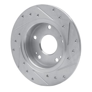Honda Civic Brake Rotor (1) - Rear Left - R1 Concepts - Drilled & Slotted - Silver - `16-`25